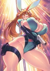 clothing curvaceous curvaceous_body curvaceous_female curvaceous_figure curves curvy curvy_body curvy_female curvy_figure curvy_hips ear gofa gun hair solo voluptuous voluptuous_body voluptuous_female