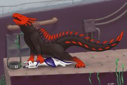 anal anal_sex duo feral forced genitals hi_res kiraderg_(artist) lizard lizard_(rain_world) male male/male penetration penile penile_penetration penis penis_in_ass rain_world rape red_lizard_(rain_world) reptile scalie sex size_difference slugcat videocult zoophilia