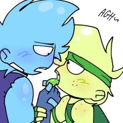 2boys blush bluuzick_(kevin) broz_boyz broz_boyz_go gay innuendo moan moaning oc ocs original_character original_characters tongue_out zlayway_(miles)