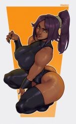 1girls 2026 artist_name ass big_ass big_breasts black_clothing black_leotard black_nails black_thighhighs bleach breasts busty clothed clothed_female clothing crouching curvaceous curvy dark-skinned_female dark_skin female footwear fully_clothed gold_eyes hair hourglass_figure human itsnotfragile large_ass large_breasts legs_apart legwear leotard long_hair looking_at_viewer nail_polish nipple_bulge orange_background parted_bangs ponytail purple_hair sharp_fingernails shihouin_yoruichi side_view simple_background skin_tight skindentation smile smiling smiling_at_viewer solo squatting sweat sweatdrop sweating sweaty sweaty_ass sweaty_body thick_thighs thighhighs thighs tight_clothing wide_hips yellow_eyes