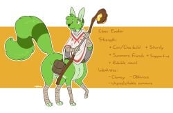 2026 absurd_res animal_genitalia bag balls brown_eyes citra citra_taur clothing digital_media_(artwork) digitigrade english_text fur genitals green_balls green_body green_fur green_sheath halbean hi_res holding_object holding_staff male mammal mammal_taur multicolored_body multicolored_fur poncho quadruped satchel sheath solo staff taur text