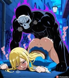 ai_generated arched_back doggy_style fairy_tail interspecies lucy_heartfilia pleasure_face raped_by_monster