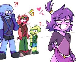 3boys ass biting_own_lip blue blush blushed_face bluuzick_(kevin) broz_boyz broz_boyz_go female green hackzack_(zack) nosebleed oc ocs original_character original_characters purple red showing_ass violettav_(violett) zlayway_(miles)