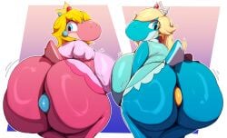 2023 2anthro 2d 2d_(artwork) 2female 2girls anthro anthro_female anthro_only ass big_ass big_breasts big_butt blonde_hair blue_eyes breasts commission crown cyan_body cyan_eyes cyan_skin cyan_yoshi digital_media digital_media_(artwork) dinosaur dinosaur_girl duo duo_female earrings eyelashes female female_anthro female_only hi_res highres huge_ass huge_breasts huge_butt looking_back mario_(series) nintendo no_nipples pink_body pink_skin pink_yoshi plug_(sex_toy) png princess princess_peach princess_rosalina smile super_mario_galaxy tail thick trinity-fate62 wiggle_lines yellow_hair yoshi