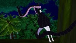 1boy 1girls 3d ass black_hair breasts cleavage coiled coiling failed_resistance fat_ass fat_tits happy_trance huge_breasts hypnosis imminent_vore jungle kaa kaa_eyes koikatsu lipstick loincloth midriff mind_control mindless mrkoiru outdoors pale_skin ruby_rose rwby short_hair smile snake snake_vore the_jungle_book tree wide_hips