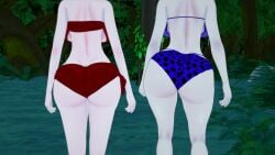 2girls 3d animal_print animal_print_bikini ass ass_focus blake_belladonna breasts fat_ass huge_ass huge_breasts koikatsu loincloth mrkoiru pale_skin ruby_rose rwby the_jungle_book