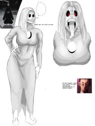 black_hair bleach breasts darkguest hole_in_chest hollow horror long_hair long_nose menos_grande monster_girl red_eyes saliva spikes thighs tounge_out type_soul unusual_teeth