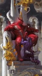 2024 4_arms absurd_res animal_genitalia animal_penis anthro armpit_hair ass balls blue_accents blue_eyes bodily_fluids body_hair body_worship candle candle_wax candlestick chair chest_hair chest_tuft claws detailed dragon duo english_text equine_genitalia equine_penis erection eye_contact felid feline fellatio fellatio_gesture front_view fur furniture genital_worship genitals gesture green_eyes hair hand_on_penis happy_trail hi_res horn kneeling kneeling_oral_position licking looking_at_another looking_down looking_pleasured looking_up male male/male mammal markings medial_ring multi_arm multi_limb muscular muscular_anthro muscular_male mythological_creature mythological_scalie mythology nude nude_anthro nude_male on_chair oral outside pantherine paws pecs penile penis penis_lick penis_worship plant purple_body purple_fur raised_leg red_body red_fur red_hair red_scales reydran ruins ruthelli saliva saliva_on_penis scales scalie sculpture sex sigeric sitting sitting_on_chair sitting_on_throne sky smile smiling_at_another smiling_at_partner snow_leopard spots spotted_body spotted_fur spotted_markings spotted_tail stairs statue suggestive suggestive_gesture tail tail_markings text throne tongue tongue_out tree tuft watermark whiskers worship