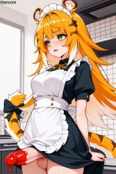 (titancore) ai_generated animal_humanoid embarrassed female food_fetish futa_only futanari huge_cock ju_fufu ketchup_on_cock maid_uniform monster_girl small_breasts tiger_ears tiger_girl tiger_humanoid tiger_stripes tiger_tail video_game_character zenless_zone_zero