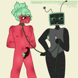 collar_and_leash dandy's_world dandys_world dominant_female female female/male femdom holding_leash male male/female pulling_leash spaceheartz sprout_(dandy's_world) vee_(dandy's_world)