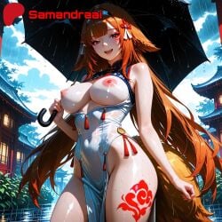 ai_assisted ai_generated boobs_out breasts breasts_out brown_hair canine chinese_clothes cute cute_face detailed_background dog_ears dog_tail female female_focus female_human female_only hair hairband legs light-skinned_female light_body light_skin long_hair more_at_source nipples patreon pink_nipples pussy pussy_juice pussy_juice_drip red_eyes samandraai sex_from_behind sexy sexy_armpits sexy_clothing sexy_dress sexy_female tail tails tits_out uncensored wet wet_body wet_clothes wet_clothing wet_pussy wet_skin ye_shunguang zenless_zone_zero