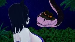 1girls 3d ass bikini black_hair blake_belladonna breasts cat_ears cat_girl crossover failed_rescue failed_resistance fat_ass faunus female happy_trance hypnosis jungle kaa kaa_eyes koikatsu large_ass large_breasts leopard_print lipstick mind_control mindless mrkoiru outdoors pale_skin purple_lipstick rwby short_hair smile snake swimsuit the_jungle_book tree yellow_eyes