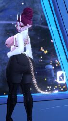 ass_focus crop_top demon_tail huge_ass huge_breasts jeans oc vrchat