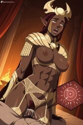 1boy 1girl abs ahegao ai_generated armor artist_name blush bra breasts brown_hair clothing_aside cowgirl_position cum cum_in_pussy cum_overflow dark-skinned_female dark_elf dark_nipples dark_skin digitalwaifugallery elf facial_mark female_pubic_hair fertilization garter_belt girl_on_top gold_armor hetero hi_res high_quality high_resolution impregnation indoors interracial janai_(the_dragon_prince) large_breasts lingerie long_hair muscular muscular_female navel netflix nipples nude open_mouth ovum panties panties_aside patreon patreon_username pauldrons penis pointy_ears pubic_hair pussy rolling_eyes seductive sex sexy shoulder_armor solo_focus sperm_cell straddling thighhighs toned uncensored underwear vaginal watermark
