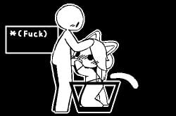 1boy 1girls anonymous_male black_and_white black_background blowjob blush blush_lines blushing caffrain canid canine cat_ears deltarune dog_ears english_text felid feline fellatio holding_head letterbox loop looping_animation monochrome penis penis_in_mouth shirt short_playtime tagme tail temmie temmie_(deltarune) temmie_(species) temmie_(undertale) text text_box undertale