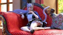 3d 3d_render bangs blue_eyes cat_ears cat_girl cat_tail catgirl couch devastate_xiii eyebrows eyelashes female flat_chest freckles frost_sectarus gold_eyes hazel_frost heterchromia light_skin long_hair lying_down lying_on_side maid maid_apron maid_uniform married_woman natural_breasts obsidian_frost pigtails small_breasts solo solo_female solo_focus tagme tail twin_braids twintails uncensored white_hair yellow_eyes