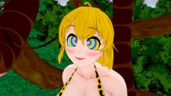 1girls 3d animal_print ass bikini blonde_hair cleavage coiling failed_resistance fat_tits happy_trance huge_ass huge_breasts hypnosis jungle kaa kaa_eyes koikatsu leaning_forward leopard_print leopard_print_bikini lipstick long_hair midriff mind_control mindless mrkoiru outdoors ponytail red_lipstick rwby smile snake swimsuit the_jungle_book tree wide_hips yang_xiao_long