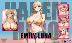 1boy 1girls ai_art ai_generated amber_lee_(haremhero) big_breasts blowjob breasts casting_couch cum cum_in_pussy cum_inside cum_on_breasts cum_on_face english_text fellatio female full_nelson harem harem_hero_oc leg_lift male missionary_position nipples original_character paizuri penis pov pussy sideways_standing_congress text the_harem_hero titjob vaginal_penetration