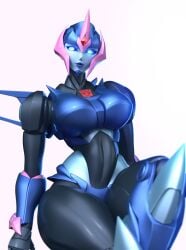 1girls 3d 3d_(artwork) arcee arcee_(prime) arcee_(prime)_(trawert) big_breasts blue_eyes blue_lipstick blue_panties breasts glowing_eyes high_resolution highres insignia panties robot robot_girl robot_humanoid solo solo_female thick_thighs transformers transformers_prime trawert white_background
