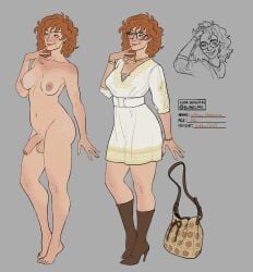1futa 1girls 2024 2d areolae ass bag balls bare_thighs blanclauz bracelet breasts chains character_name character_sheet completely_nude completely_nude_female completely_nude_futa curly_hair dress ear_piercing female female_only finger_on_mouth flaccid flaccid_penis foreskin freckles freckles_on_arms freckles_on_body freckles_on_breasts freckles_on_chest freckles_on_face freckles_on_legs fully_clothed futa_milf futa_only futanari ginger glans glasses gold_(metal) gold_jewelry green_eyes hand_on_head heart_symbol high_heel_boots human intersex mature mature_female mature_futa milf milf_futa naked naked_female naked_futa navel necklace nipples oc original_character partially_retracted_foreskin penis penis_tip red_hair redhead redhead_female redheaded_futa retracted_foreskin ring sagging_breasts smile smiling solo solo_female solo_futa standing stretch_marks uncircumcised waist_belt whitney_wolverine wrinkles
