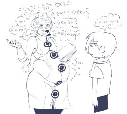 1boy 1girls bbw burp burp_fetish burping chubby chubby_female elizabeth_(persona) female makoto_yuki male persona persona_3 pivk00 sketch