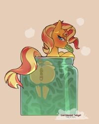 against_surface anus ass ass_on_glass bedroom_eyes big_butt blonde_hair blush cold-blooded-twilight container equestria_girls equid equine eyelashes female feral food genitals glass hair hasbro hi_res hooves horn jar looking_back mammal my_little_pony mythological_creature mythological_equine mythology narrowed_eyes object_in_mouth on_glass pickle_(food) pupils quadruped red_hair seductive simple_background solo sunset_shimmer_(eg) tail three-quarter_view unicorn vulva