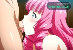 1girl 1girl1boy ai_assisted ai_generated anime_screencap arousal blowjob blue_eyes close_up cock deepthroat drill_hair erect eyes_rolled_back fellatio intimate licking lipstick long_hair lustful moaning oral_sex penis pink_hair pleasure quivering saliva slobber suction tareme tongue very_long_hair worship