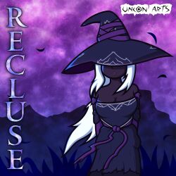 alternate_version_available background background_sky big_breasts big_hat breasts cleavage cleavage_dress dark-skinned_female dark_skin elden_ring elden_ring_nightreign eyes_covered female female_focus female_only fromsoftware giant_hat large_boobs large_breasts lips long_hair recluse_(elden_ring) recluse_(nightreign) solo solo_female solo_focus starry_background starry_sky tagme text text_focus uncon_arts white_hair witch witch_costume witch_hat