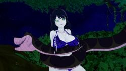 1girls 3d ass bikini black_hair blake_belladonna breasts cat_ears cat_girl coiling crossover failed_rescue failed_resistance fat_ass faunus female happy_trance hypnosis jungle kaa kaa_eyes koikatsu large_ass large_breasts leopard_print lipstick mind_control mindless mrkoiru outdoors pale_skin purple_lipstick rwby short_hair smile snake swimsuit the_jungle_book tree