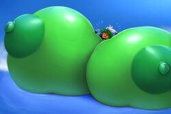 alternate_version_available blaster_master blaster_master_zero_2 breast_expansion huge_nipples hyper_breasts kanna_(blaster_master) metachoke peace_sign sequence standing_in_water