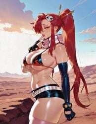 ai_generated ai_video animated animation balecxi bare_shoulders belt bikini bikini_top_only bouncing_breasts breasts elbow_gloves female from_side gloves hair_ornament jiggle jiggling_breasts large_breasts long_hair looking_at_viewer navel no_shirt no_sound open_mouth pink_thighhighs ponytail red_hair scarf shhhh_quiet short_shorts sitting skindentation skull_hair_ornament solo stay_blocky stomach striped_clothes sweat swimsuit tagme tengen_toppa_gurren_lagann thighs video walking yellow_eyes yoko_littner