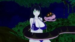 1girls 3d ass bikini black_hair blake_belladonna breasts cat_ears cat_girl coiling crossover failed_rescue failed_resistance fat_ass faunus female happy_trance hypnosis jungle kaa kaa_eyes koikatsu large_ass large_breasts leopard_print lipstick mind_control mindless mrkoiru outdoors pale_skin purple_lipstick rwby short_hair smile snake swimsuit the_jungle_book tree