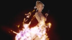blonde_hair blue_eyes breasts final_fantasy final_fantasy_xv fire lunafreya_nox_fleuret nipples nude nude_female plain_background sky_cat staff vagina