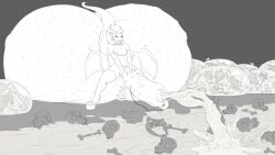 after_vore anthro anthro_pred atrophene balls big_balls big_penis bodily_fluids bone bone_disposal bone_imprints bones_in_balls bones_in_condom bones_in_cum claws clothing cock_bone_disposal cock_vore collar condom condom_disposal cum cum_vore death digestion dragon ejaculation fatal_vore femboy filled_condom footwear genital_fluids genitals hair hi_res high_heels horn huge_balls huge_cock hyper hyper_genitalia imprint jason_draconis male mass_vore monochrome mythological_creature mythological_scalie mythology penile penis piercing reptile scalie sexual_barrier_device shoes simple_background skull skull_imprint solo tail vore wings