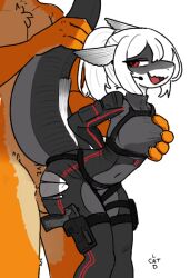 anthro arched_back artist_logo athletic barracuda belt bent_over big_tail biped bite_mark bodysuit breast_grab breasts catlad clothed clothed_anthro clothed_female clothing cocky cocky_smile colored_nails digital_drawing_(artwork) digital_media_(artwork) duo ear_fins female female_anthro fin fingerless_gloves fish from_behind_position gloves gun hair hand_on_breast handgun hands_behind_back handwear harness istiophoriform jumpsuit logo long_hair looking_at_viewer male male/female marine medium_breasts nails non-mammal_breasts penetration pistol ponytail portrait pose ranged_weapon rolled_up_sleeves scar sex shaded shark sharp_teeth simple_background simple_shading size_difference skinsuit skintight_suit smug smug_face smug_grin sneaking_suit snickering solo spy standing standing_sex straps straps_across_chest tactical_gear tail tail_grab teeth thick_tail thigh_strap three-quarter_portrait three-quarter_view tight_clothing toony torn_clothing utility_belt vaginal_penetration vespyr_(catlad) weapon white_hair