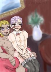 2boys adult ahe_gao ahegao_face background beard big_breasts big_butt big_chest big_thighs blonde_hair blue_lock blush blush_lines boner bow_tie bowtie bowtie_collar brazilian brown_nipples bunny_iglesias cassyd color colored commission hard_nipples hard_on hard_penis holding holding_penis jerkingoff kneesocks lavinho lilac_hair lingerie living_room looking_at_viewer looking_pleasured male male_boobs male_breasts male_only movement_lines muscles muscular muscular_male painting pink_nipples plant precum precum_drip precum_on_penis precum_on_self purple_eyes red_eyes request reverse_cowgirl_position scar sex shivering sitting sitting_on_chair sitting_on_lap sitting_sex smile smiling smiling_at_viewer sofa sofa_sex stroking_penis sweat sweatdrop sweating table tan_body tan_skin thighhighs thighs tremble_spikes trembling veiny_penis wooden_table yaoi
