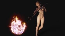 blonde_hair blue_eyes breasts final_fantasy final_fantasy_xv fire lunafreya_nox_fleuret nipples nude nude_female plain_background sky_cat staff vagina