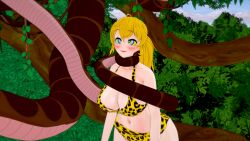 1girls 3d animal_print ass bikini blonde_hair choking cleavage coiling failed_resistance fat_tits happy_trance huge_ass huge_breasts hypnosis jungle kaa kaa_eyes koikatsu leaning_forward leopard_print leopard_print_bikini lipstick long_hair midriff mind_control mindless mrkoiru outdoors ponytail red_lipstick rwby smile snake swimsuit the_jungle_book tree wide_hips yang_xiao_long