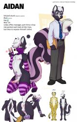 absurd_res aiden_(artbyyellowdog) all_fours anthro anus armwear artbyyellowdog ass balls black_body black_fur bottomwear cheetah clothed clothing digital_media_(artwork) elbow_gloves eli_(artbyyellowdog) erection eyewear face_mask felid feline fur genitals glasses gloves hair handwear hi_res humanoid_genitalia humanoid_penis leggings legwear looking_at_viewer male mammal markings mask mephitid model_sheet multiple_images nude nude_anthro nude_male pants penis raised_tail shirt simple_background skunk skunk_tail solo spots spotted_body spotted_fur spotted_markings standing striped_body striped_fur stripes tail topwear tuft white_body white_fur white_hair yellow_body yellow_fur
