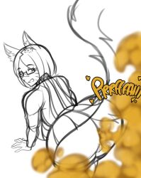 bent_over big_ass chro-sis fart fart_cloud fart_fetish farting farting_at_viewer luciana_(chro-sis) sketch skunk_ears skunk_girl skunk_tail upskirt