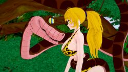 1girls 3d animal_print ass bikini blonde_hair cleavage coiling fat_tits huge_ass huge_breasts hypnosis jungle kaa kaa_eyes koikatsu leaning_forward leopard_print leopard_print_bikini lipstick long_hair midriff mind_control mrkoiru outdoors ponytail red_lipstick rwby snake swimsuit the_jungle_book tree weak_resistance wide_hips yang_xiao_long