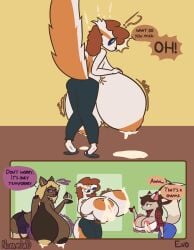 absurd_res african_wild_dog anthro ass bam_(khainethewolf) big_breasts big_butt bodily_fluids breast_expansion breastfeeding breasts canid canine clothed clothing domestic_cat expansion felid feline felis female fluffy fluffy_tail generation_3_pokemon hi_res holding_breast huge_breasts huge_butt hyper hyper_breasts jazz_(khainethewolf) kaya_(khainethewolf) lactating lactating_through_clothing linoone mammal nintendo nokamiwd pokemon pokemon_(species) shiny_pokemon shocked surprised tail wet wet_clothing
