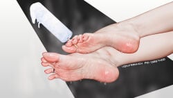 1girl absurdres arknights arknights:_endfield barefoot feet food highres holding_with_foot jewelry laevatain_(arknights) object_between_toes popsicle soles steam surtr_(arknights) sweat toe_ring toes von.franken