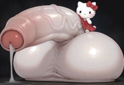 1futa ai ai_generated balls big_balls big_penis chibi chibi_style clothed cum futanari