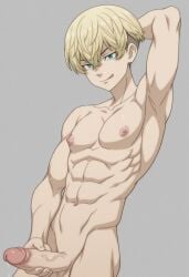 1boy 1male ai_generated bara big_penis bottom_pov civitai enticing gay gay_male illustrious_(stable_diffusion) implied_sex male male_focus male_only male_prey nude queer stable_diffusion sweat sweating tied_up tokyo_revengers yaoi black_and_white showing_off jerking jerkingoff one_arm_up arms_behind_head smirking_at_viewer smirking smirk tongue_out chifuyu_matsuno matsuno_chifuyu