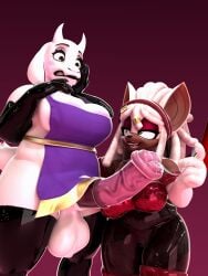 accessory animal_genitalia animal_penis anthro apron armwear balls bat bedroom_eyes big_balls big_penis black_coded blush bodily_fluids boss_monster_(undertale) bovid breasts brown_eyes caprine clothing dreadlocks duo elbow_gloves equine_genitalia equine_penis female fur futanari genital_fluids genitals gloves goat green_eyes gynomorph handwear hi_res intersex intersex/female latex latex_clothing latex_gloves latex_handwear latex_legwear latex_stockings legwear mammal narrowed_eyes penis precum rouge_the_bat rouge_the_bat_(kailewds) seductive sega slicktex3d smile sonic_(series) sonic_the_hedgehog_(series) stockings thigh_highs toriel undertale_(series) white_body white_fur wings