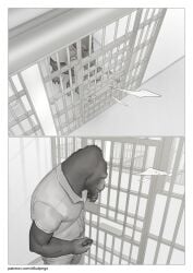 absurd_res anal anal_sex anthro ape barefoot bars being_watched bent_over big_dom_small_sub biped bodily_fluids bottomwear clothed clothed_sex clothing comic crocodile crocodilian digital_media_(artwork) dominant duo duo_focus erection feet fingers forced forced_anal foreskin fully_clothed fur genital_fluids genitals glans gorilla grabbing_bars greyscale grin group haplorhine hi_res high-angle_view humanoid_genitalia humanoid_penis interspecies knot looking_at_another male male/male male_penetrated male_penetrating male_penetrating_male mammal masturbation monochrome motion_lines murid murine muscular muscular_male nude pants penetration penile penile_penetration penis penis_grab penis_in_ass pngx primate prison prison_bars prison_cell prison_rape prison_uniform prisoner public public_masturbation public_nudity public_sex rape rat rat_tail reptile retracted_foreskin rodent scalie sex shirt size_difference smaller_penetrated smile solo standing standing_sex tail teeth text toes topwear triceps url