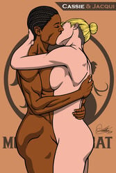 2d 2girls ass athletic biceps black_hair blonde_hair breasts bubble_butt busty cassie_cage dark-skinned_female dark_skin dreadlocks female female_focus female_only fit fit_female french_kiss hug human human_only interracial interracial_yuri jacqui_briggs kaywest kissing light-skinned_female light_skin medium_breasts mortal_kombat mortal_kombat_x multiple_girls muscular muscular_female nude nude_female standing tied_hair yuri