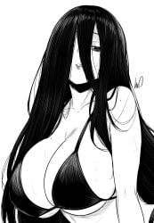 2d 2d_(artwork) bikini black_bikini clothed clothed_female female female_focus female_only ghost ghost_girl hair_over_one_eye long_hair long_hair_female looking_at_viewer lughost monster monster_girl sadako_yamamura solo solo_female solo_focus the_ring