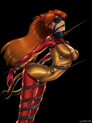 ass asuka_langley_sohryu ball_gag blindfold bodysuit bondage bound_legs bound_thighs breast_bondage breasts chains clothing collar double_penetration ecchi-mia gag gagged highres hip_bones insertion lance_of_longinus large_breasts latex leash navel neon_genesis_evangelion nipples penetration pilot_suit plugsuit pussy_juice rebuild_of_evangelion restrained saliva shiny skin_tight straight_hair tentacle test_plugsuit wide_hips